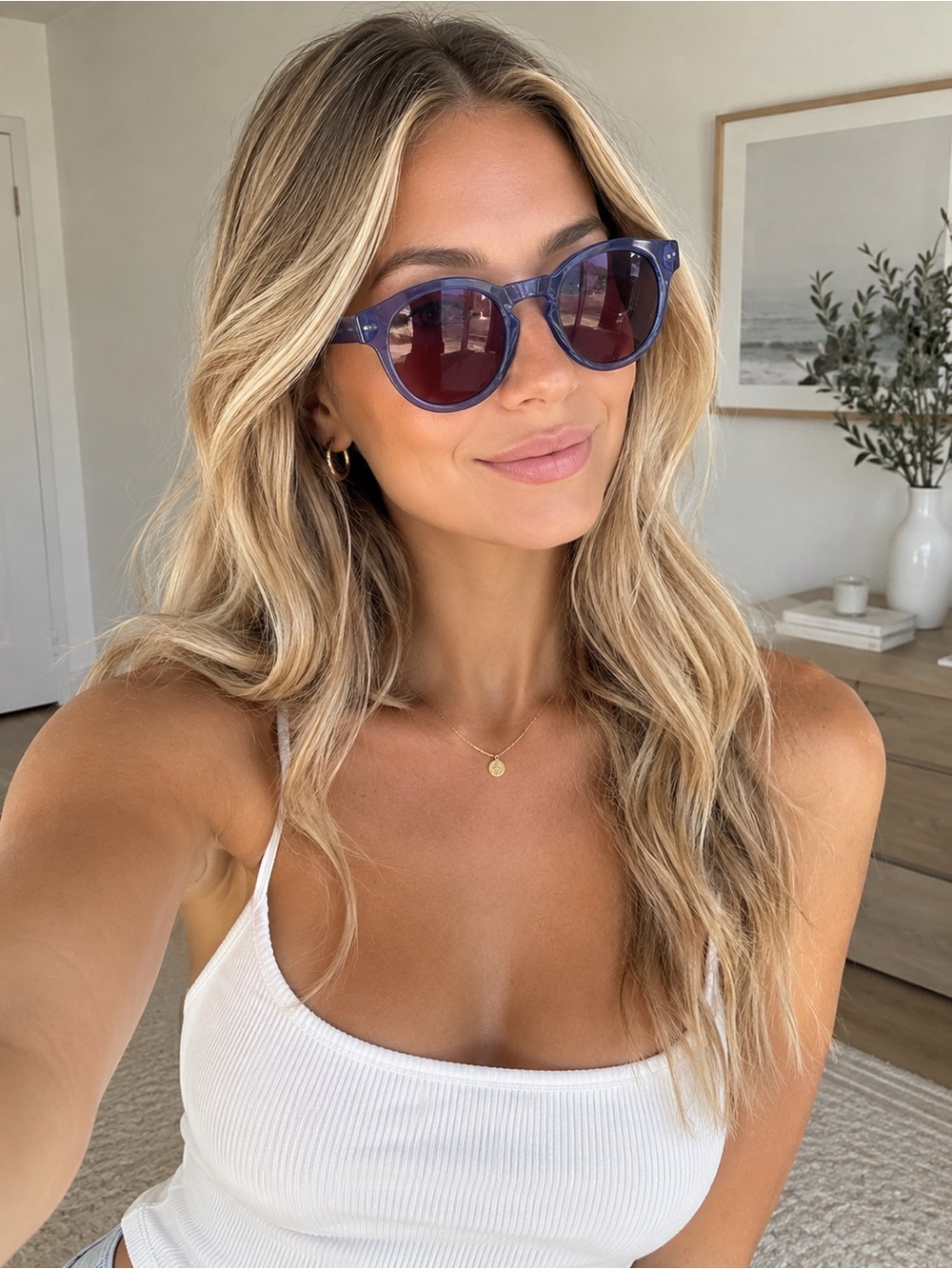 Blue Purple Oval Sunglasses Y2K Retro Colorblock Unisex Statement Shades